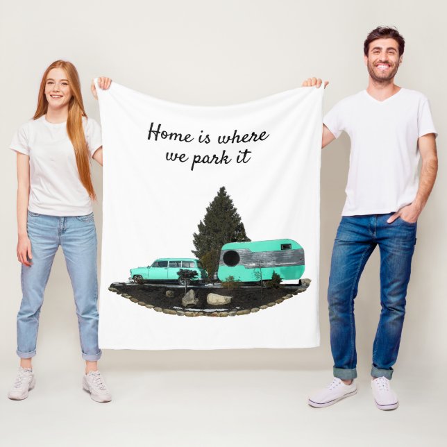 Retro Camping Trailer Nomad Fleece Blankon (Beispiel)
