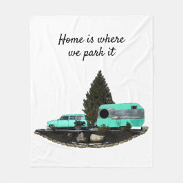 Retro Camping Trailer Nomad Fleece Blankon