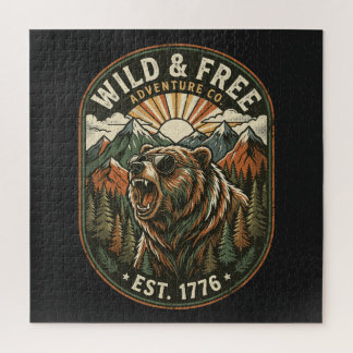 Retro-Camping-Wander-Outdoor-Naturliebhaber-Design Puzzle