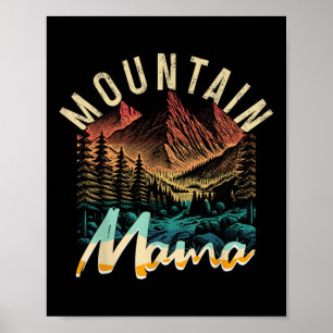 Retro-Camping-Wandern-Berg-Mama-Abenteuer Poster