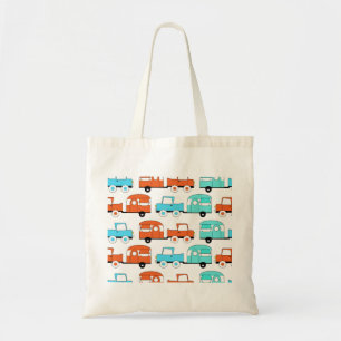 Retro-Campinganhänger Türkis Orange Vintage-Auto Tragetasche
