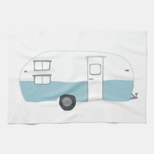 Retro-Campinganhänger weißes Küchentuch