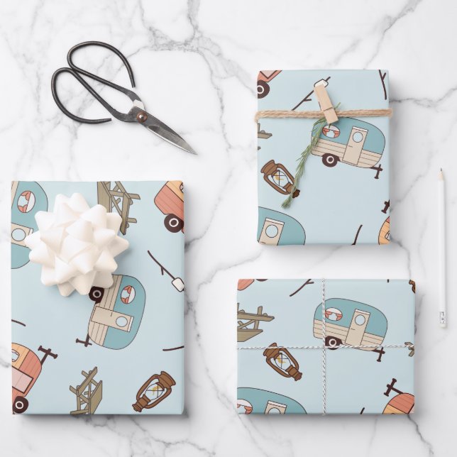 Retro-Campingbus-Geschenkpapier Geschenkpapier Set (Vorderseite)