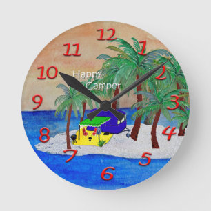 Retro-Campingbus-Wanduhr Runde Wanduhr