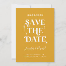 Retro Canary Yellow Save the Date Card
