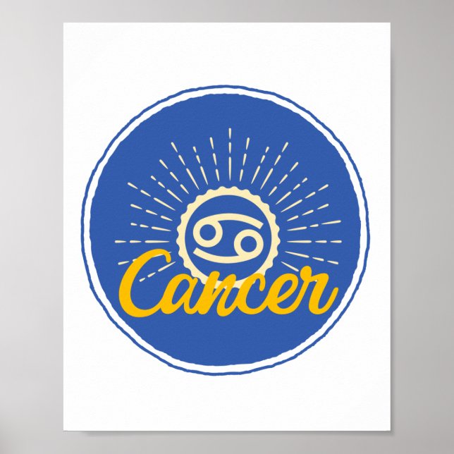 Retro Cancer Zodiac Sign Abzeichen Poster (Vorne)