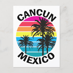 Retro Cancun Mexiko Palme Reise Postkarte