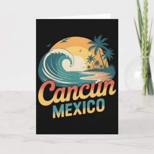 Retro Cancun Mexiko Sonnenuntergang Palme Strand S Karte