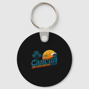Retro Cancun Mexiko Sonnenuntergang Palme Strand S Schlüsselanhänger