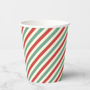 Retro Candy Cane Weihnachtsstreifen Rot Grün Pappbecher