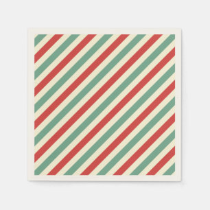 Retro Candy Cane Weihnachtsstreifen Rot Grün Serviette