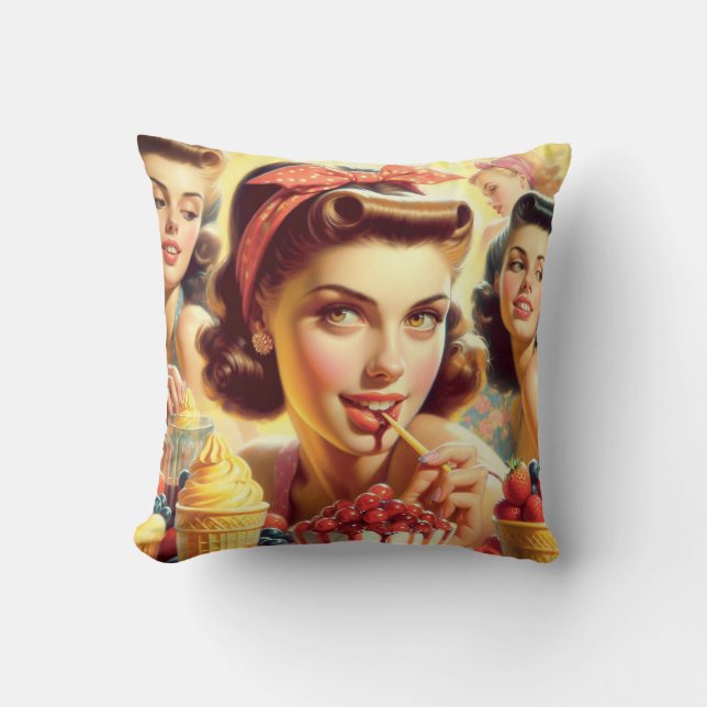 Retro Candy Girls Kissen (Vorderseite)