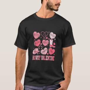 Retro Candy Heart Howdy Valentinstag Cowgirl Wes T-Shirt