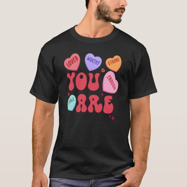 Retro Candy Heart Teacher Valentine's Day You Enou T-Shirt (Vorderseite)