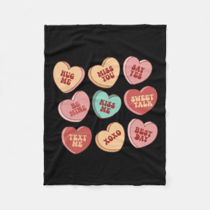Retro Candy Heart Valentine Vibes Valentinstag G Fleecedecke