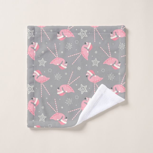 Retro Candy Pink Flamingos ©studioxtine Badhandtuch Set (Waschlappen)
