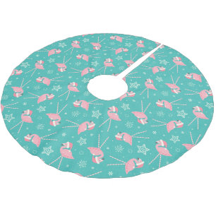 Retro Candy Pink Flamingos ©studioxtine Polyester Weihnachtsbaumdecke