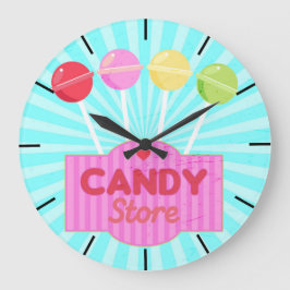 Retro Candy Store Pastel farbige Lollipops Design Große Wanduhr
