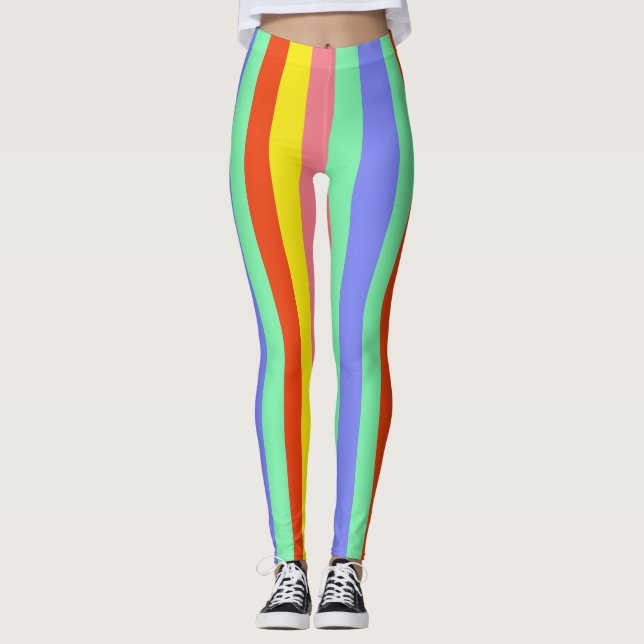 Retro Candy Stripes - Eine Liebe Leggings (Vorderseite)