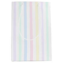 Retro Candy Stripes Pastel Multicolor Mittlere Geschenktüte
