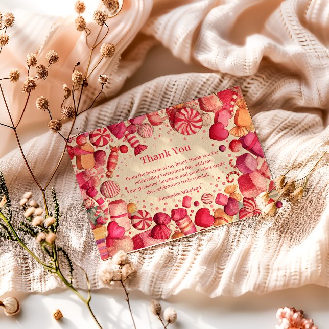 Retro Candy Sweets Valentine Party Dankeskarte (Von Creator hochgeladen)