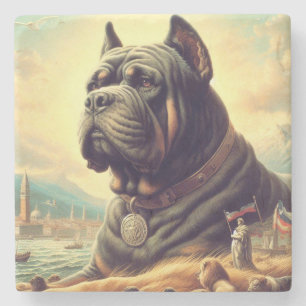 Retro Cane Corso Painting Steinuntersetzer