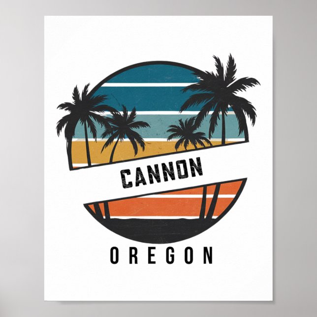 Retro Cannon Beach Oregon Surfbrett Surfen  Poster (Vorne)