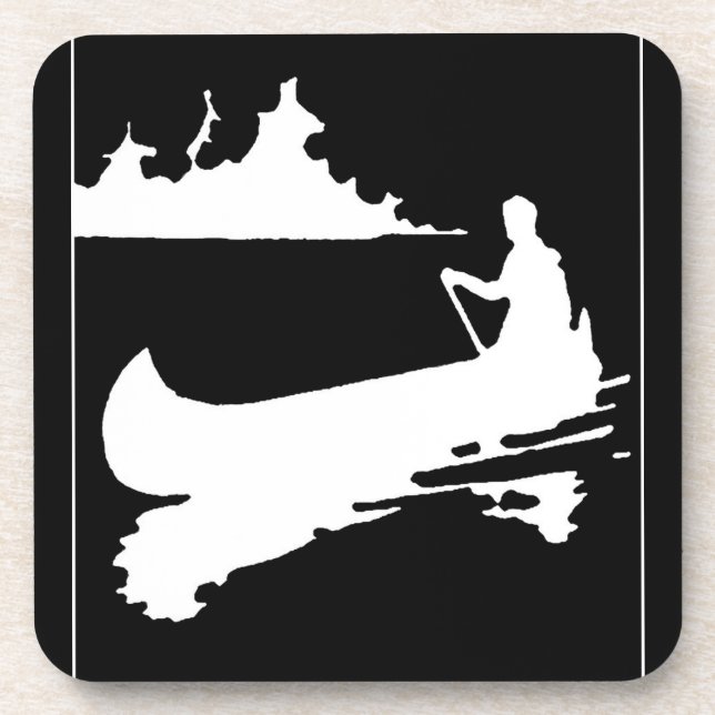 Retro Canoe-Silhouette Getränkeuntersetzer (Vorderseite)
