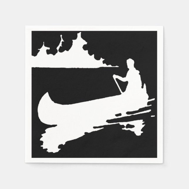 Retro Canoe Silhouette Paper Napkin Serviette (Vorderseite)