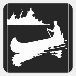 Retro Canoe-Silhouette Quadratischer Aufkleber