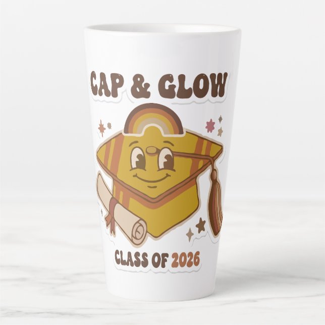 Retro Cap & Glow Abschlussklasse 2026 Milchtasse (Vorderseite)