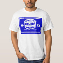 Retro Cape Breton-Austern-Etikett T-Shirt - Blau