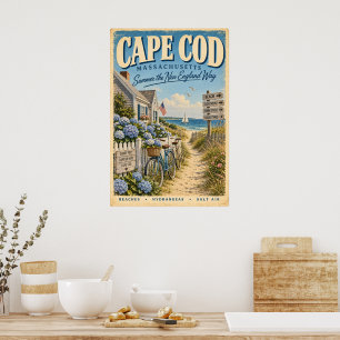 Retro Cape Cod Massachusetts Reiseplakat Küste Poster