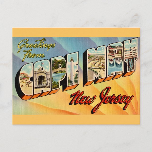 Retro Cape May NJ Postcard Postkarte (Vorderseite)