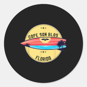 Retro Cape San Blas Florida Beach Surfen für Männe Runder Aufkleber