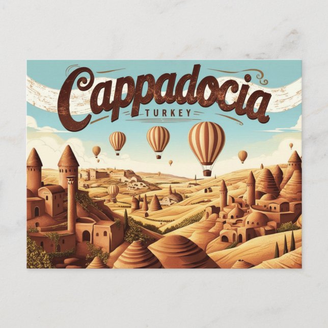 Retro Cappadocia-Ansichten Postkarte (Vorderseite)