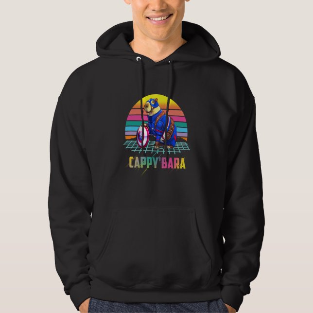 Retro Cappy'bara  Rodent Animal Humor Hoodie (Vorderseite)