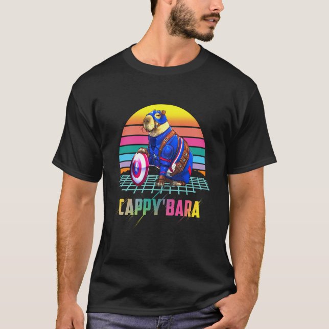 Retro Cappy'bara  Rodent Animal Humor T-Shirt (Vorderseite)