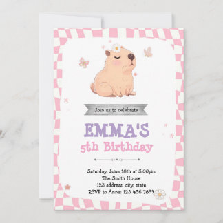 Retro Capybara Einladung zum Geburtstag