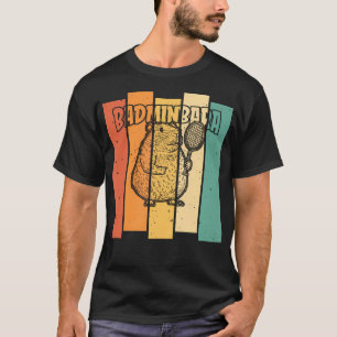Retro Capybara Federball - Vintage Badminton Feder T-Shirt