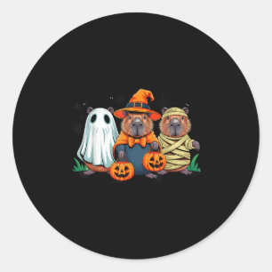 Retro Capybara Hexe Y Halloween Pumpkin Damen Männ Runder Aufkleber