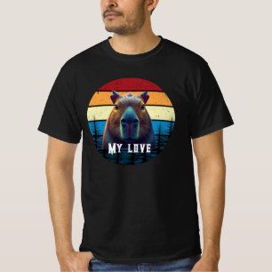 Retro Capybara Meine Liebe Vintage Sonnenuntergang T-Shirt