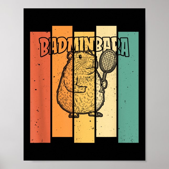 Retro Capybara Shuttle - Vintage Badminton Badminb Poster (Vorne)