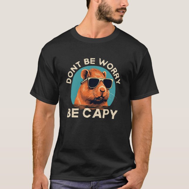 Retro Capybara T - Shirt: Mach dir keine Sorgen, d T-Shirt (Vorderseite)