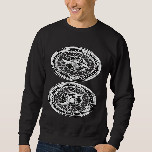 Retro Car Fans Vintage Rims Hubcaps Wheels Sweatshirt (Vorderseite)