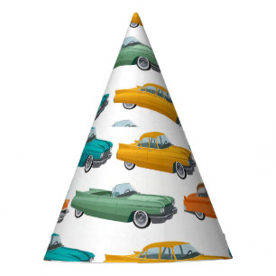 Retro Car Fifties Stilmuster Partyhütchen