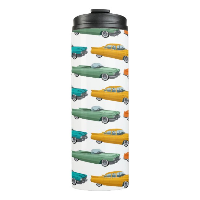 Retro Car Fifties Stilmuster Thermosbecher (Vorderseite)