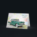 Retro Car für Grandsons Geburtstag Karte<br><div class="desc">Altes Auto auf einer Straßenkarte für Grandsons Geburtstag.</div>