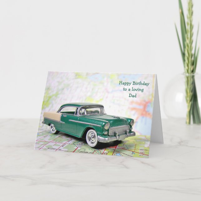Retro Car für Vaters Geburtstag Karte (Vorderseite)