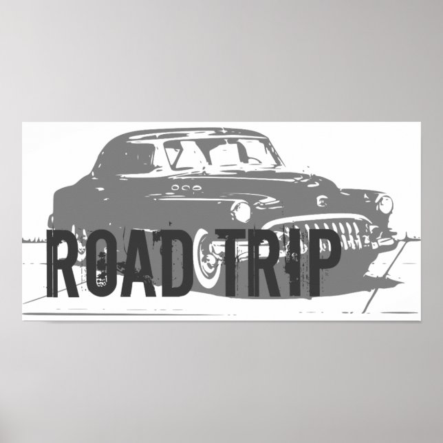 Retro Car Road Trip Poster (Vorne)